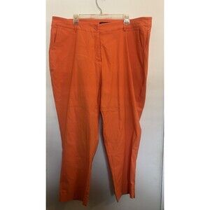 Ashley Stewart Women's Spring Orange Work Solid Button Zip Pants Plus Size 22